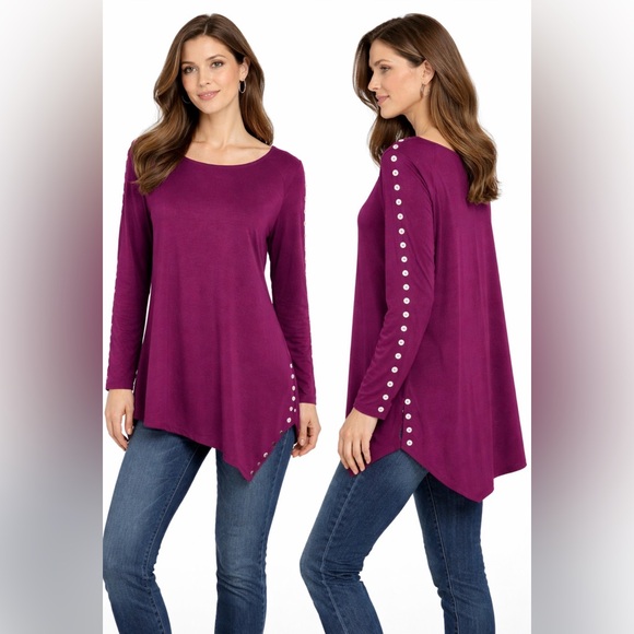 Soft Surroundings Tops - Soft Surroundings Tunic Top M Medium Dark Purple Cotton Modal Washable Fall NEW